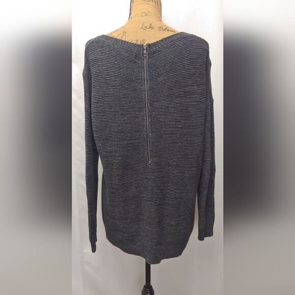 Monk & Lou Zipper Back Cotton Oversized Sweater Sz M Gray - Picture 4 of 11